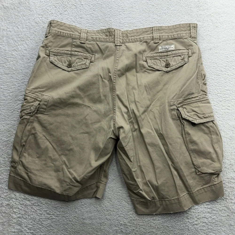 Polo Ralph Lauren Mens Khaki Tan Cotton Cargo Shorts Size 42 Classic Fit